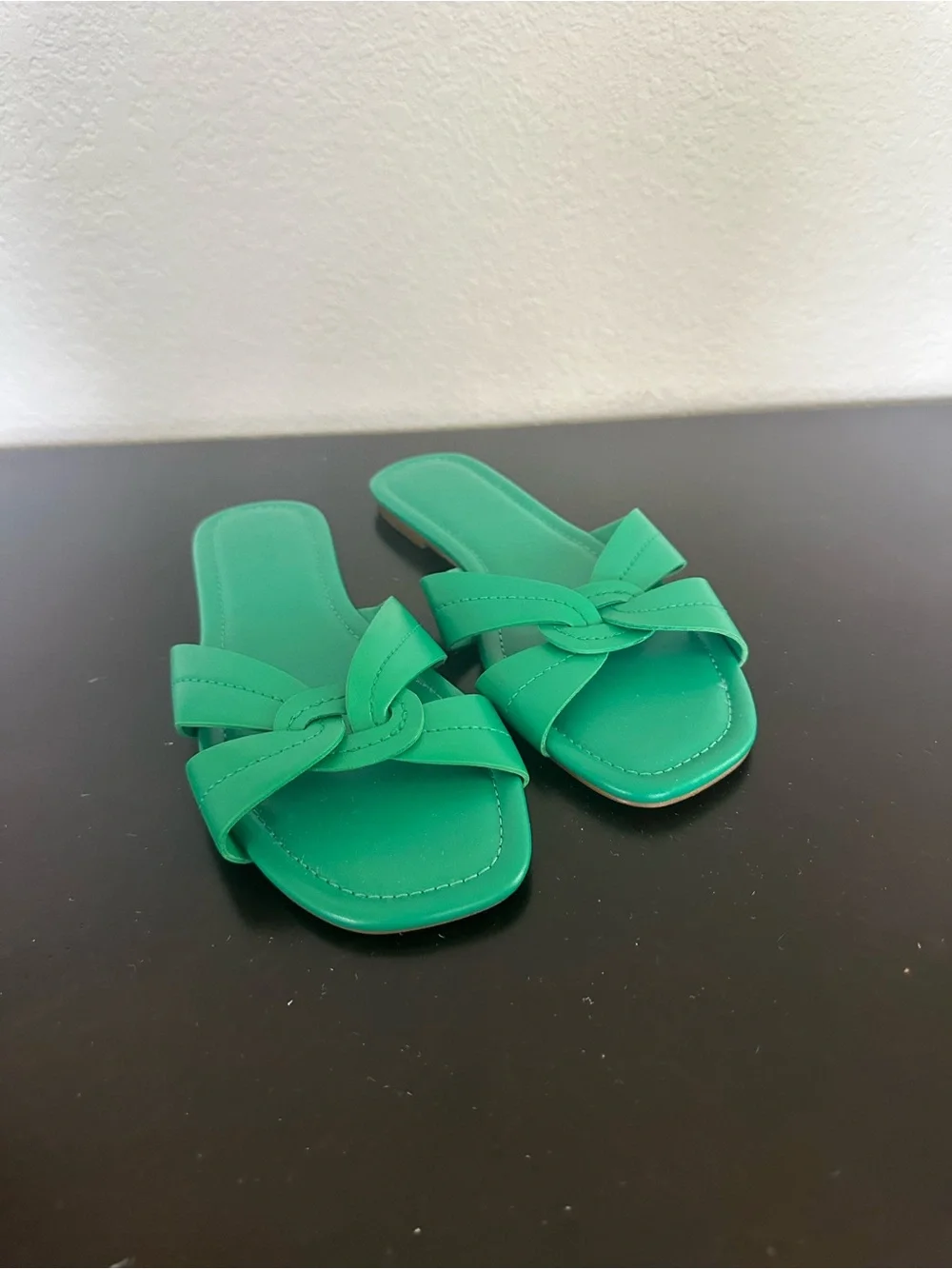 J. Crew Factory Emerald Green Knotted Slide Sandals - Women
